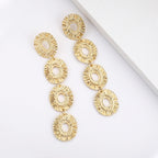 Beaten Finish Round Link 18K Gold Tassel Dangler Earring Women Bulk