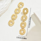 Beaten Finish Round Link 18K Gold Tassel Dangler Earring Women Bulk