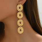 Beaten Finish Round Link 18K Gold Tassel Dangler Earring Women Bulk