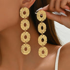 Beaten Finish Round Link 18K Gold Tassel Dangler Earring Women Bulk