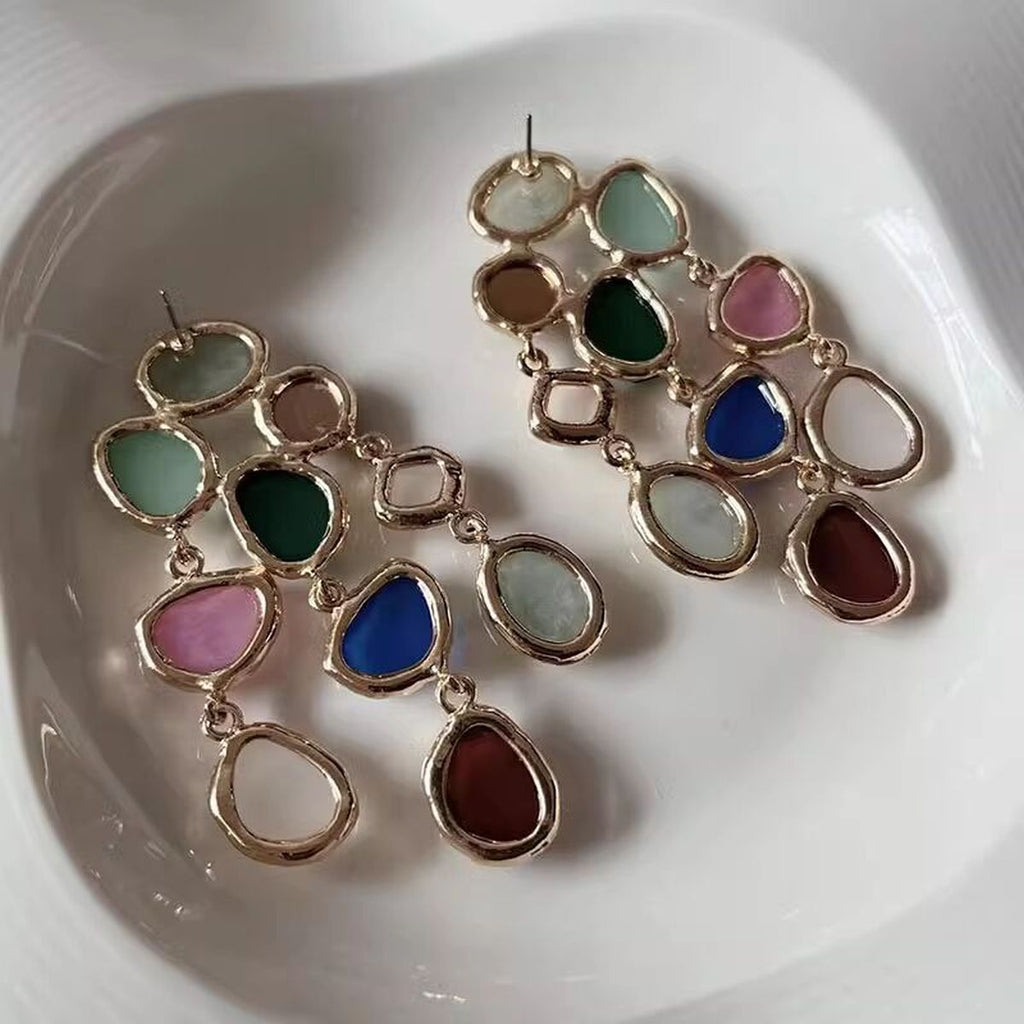 Multi Color Crystals 18K Gold Dangler Earring For Women Bulk
