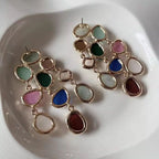 Multi Color Crystals 18K Gold Dangler Earring For Women Bulk