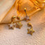 Dual Star Cubic Zirconia 18K Gold Anti Tarnish Drop Hoop Earring Bulk