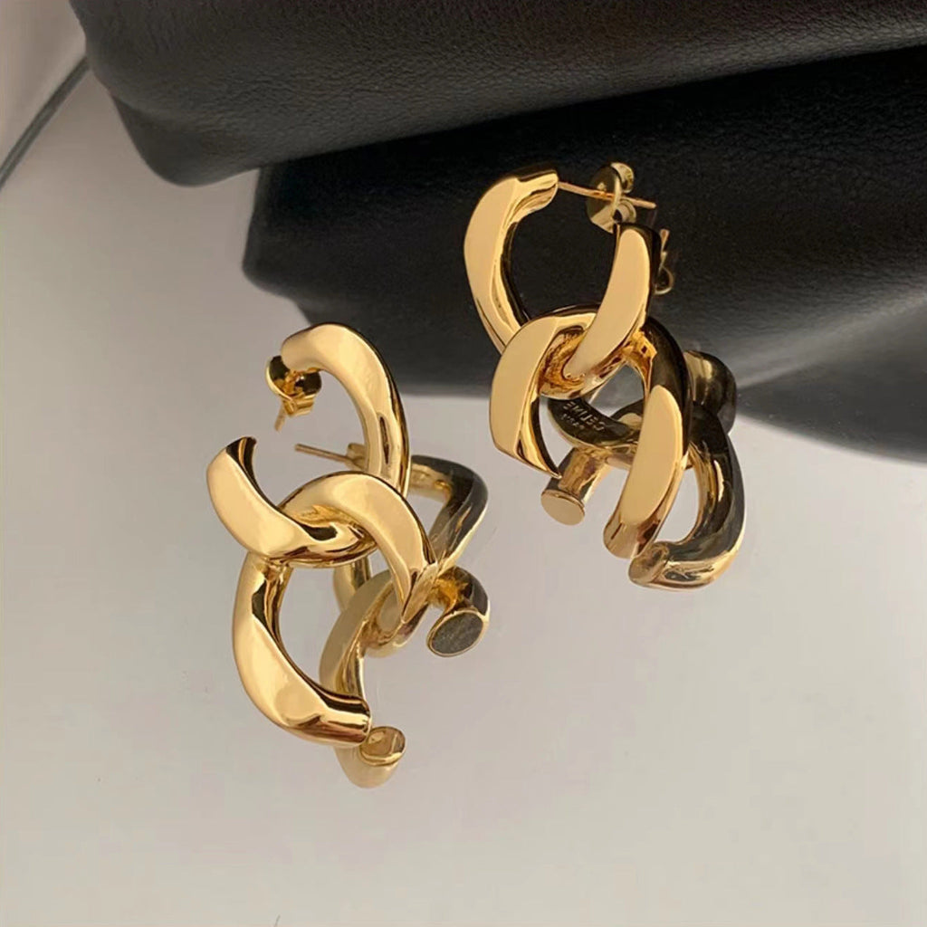 Curb Link 18K Gold Anti Tarnish Dangler Earring For Women Bulk