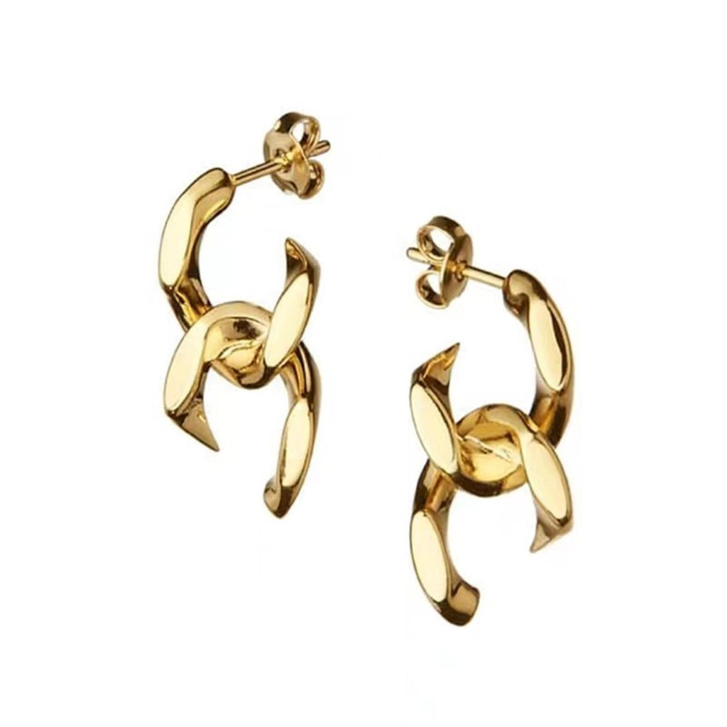 Curb Link 18K Gold Anti Tarnish Dangler Earring For Women Bulk