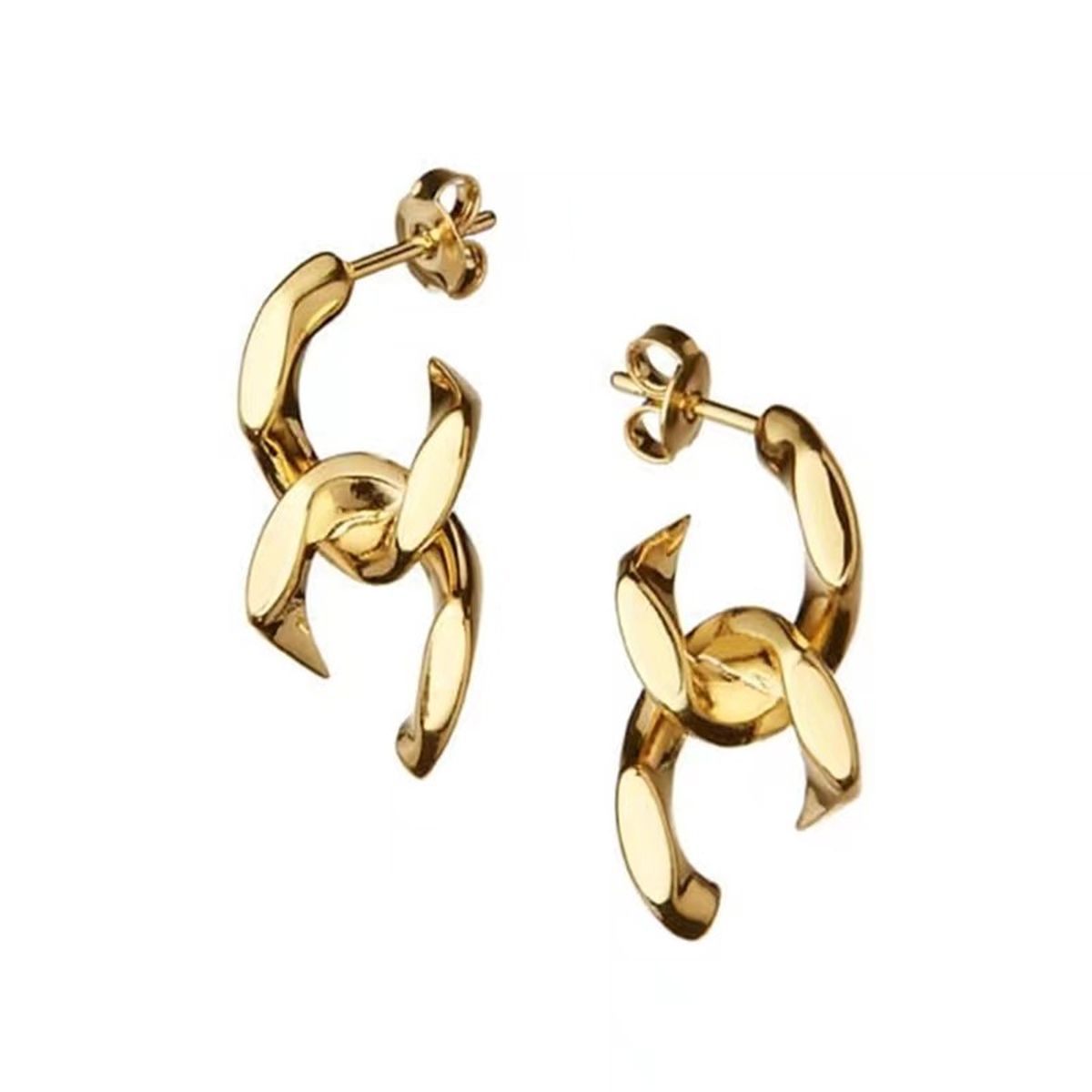 Curb Link 18K Gold Anti Tarnish Dangler Earring For Women Bulk