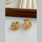 Wire Layer 18K Gold Anti Tarnish Hoop Earring For Women Bulk