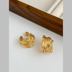 Wire Layer 18K Gold Anti Tarnish Hoop Earring For Women Bulk