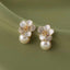 Flower CZ Pearl 18K Gold White Anti Tarnish Stud Earring Bulk