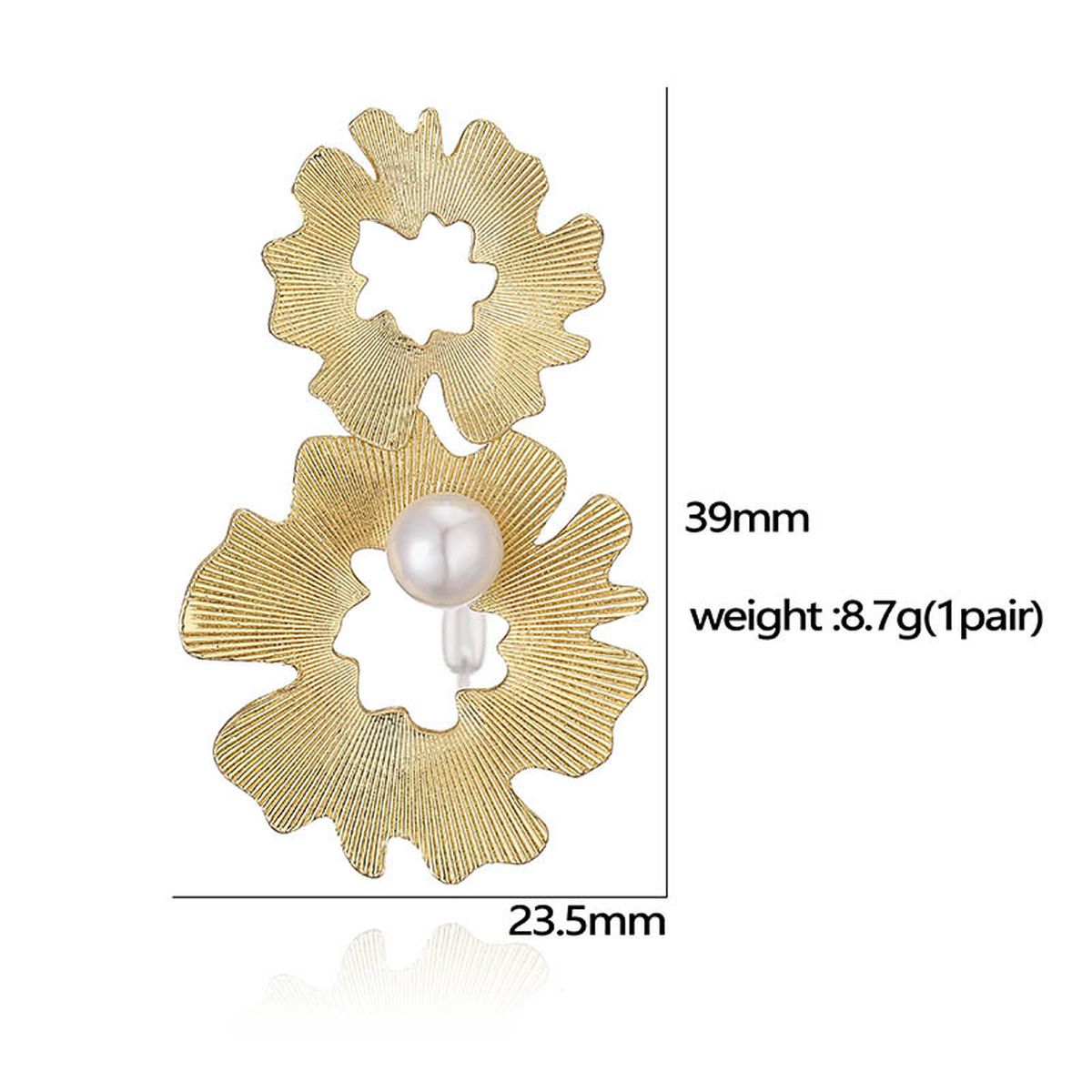 Dual Flower Pearl 18K Gold Anti Tarnish Dangler Earring For Women