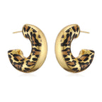 Tiger Stripe Enamel 18K Gold Black Anti Tarnish Hoop Earring Bulk