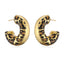 Tiger Stripe Enamel 18K Gold Black Anti Tarnish Hoop Earring Bulk