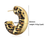 Tiger Stripe Enamel 18K Gold Black Anti Tarnish Hoop Earring Bulk