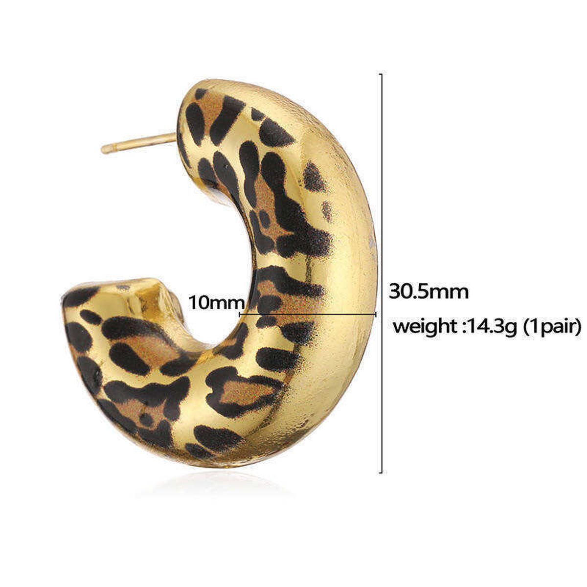 Tiger Stripe Enamel 18K Gold Black Anti Tarnish Hoop Earring Bulk