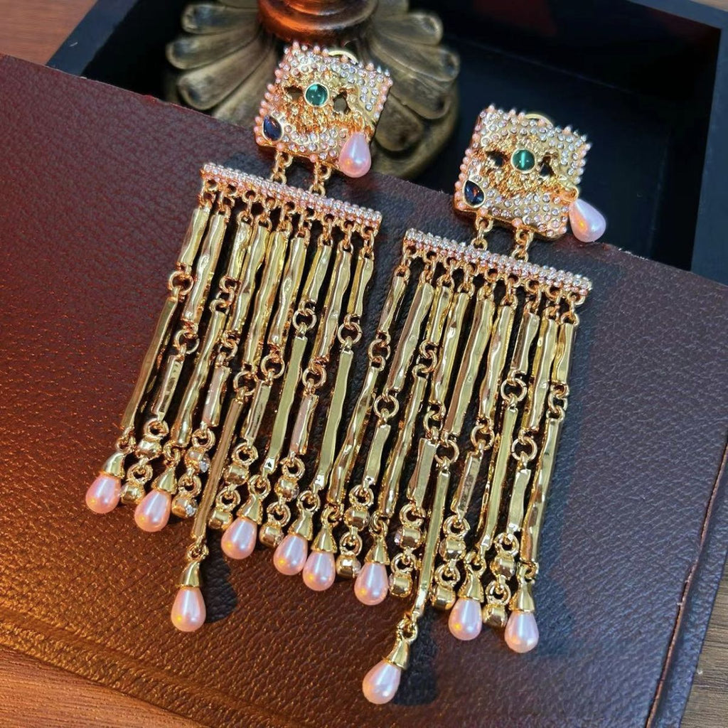 Evil Eye CZ Crystal Multicolour 18K Gold Dangler Tassel Earring Bulk