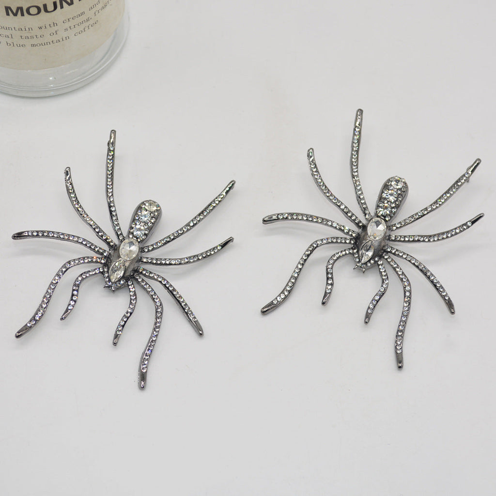 Spider Cubic Zirconia Black Big Stud Earring For Women Bulk