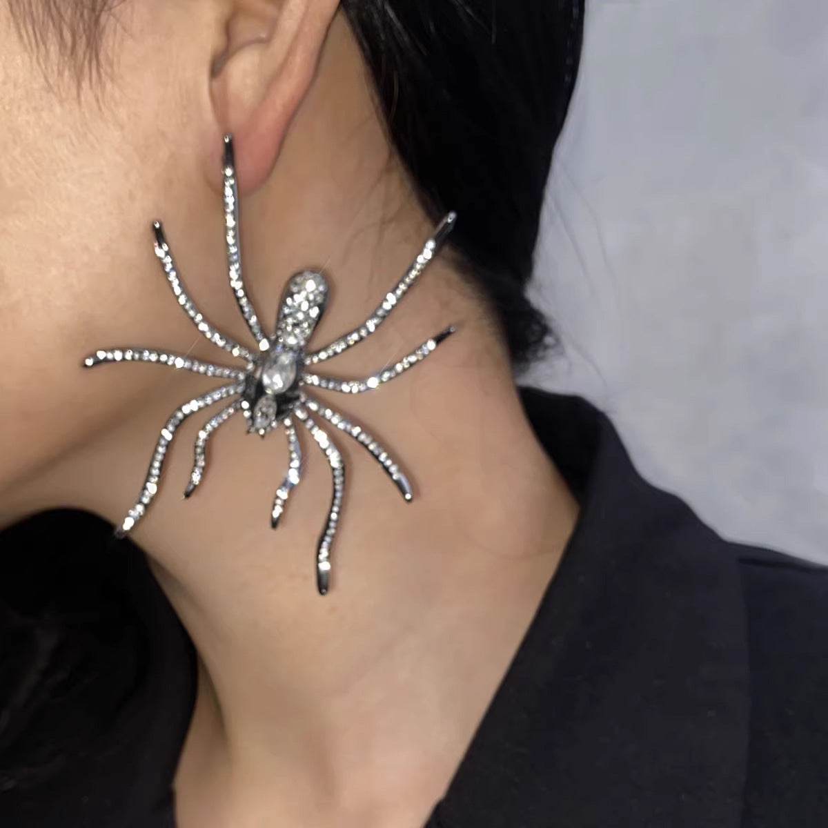Spider Cubic Zirconia Black Big Stud Earring For Women Bulk Secondary image