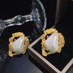 Triangle Freshwater Baroque Pearl 18K Gold White Stud Earring Bulk