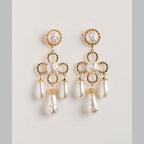 Flower Pearl 18K Gold White Chandelier Dangler Earring For Women Bulk
