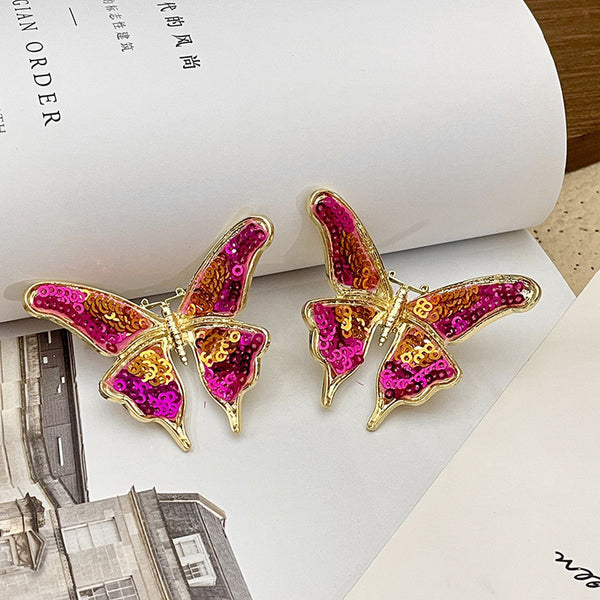 Butterfly 18K Gold Pink Stud Earring For Women Main image