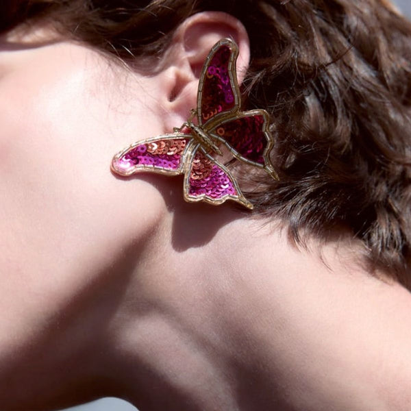 Butterfly 18K Gold Pink Stud Earring For Women Secondary image