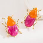 Insect Acrylic 18K Gold Pink Orange Dangler Earring For Women