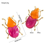 Insect Acrylic 18K Gold Pink Orange Dangler Earring For Women