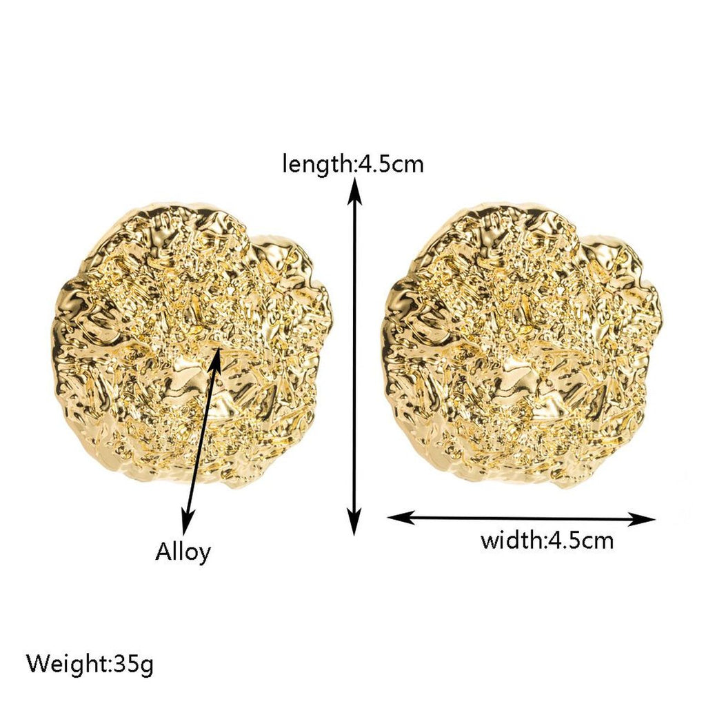 Beaten Finish 18K Gold Stud Earring For Women Bulk