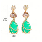 Drop Beads 18K Gold Green Brown Drop Dangler Earring For Women Bulk