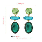 Oval Crystal Green Blue 18K Gold Big Drop Dangler Earring Women Bulk