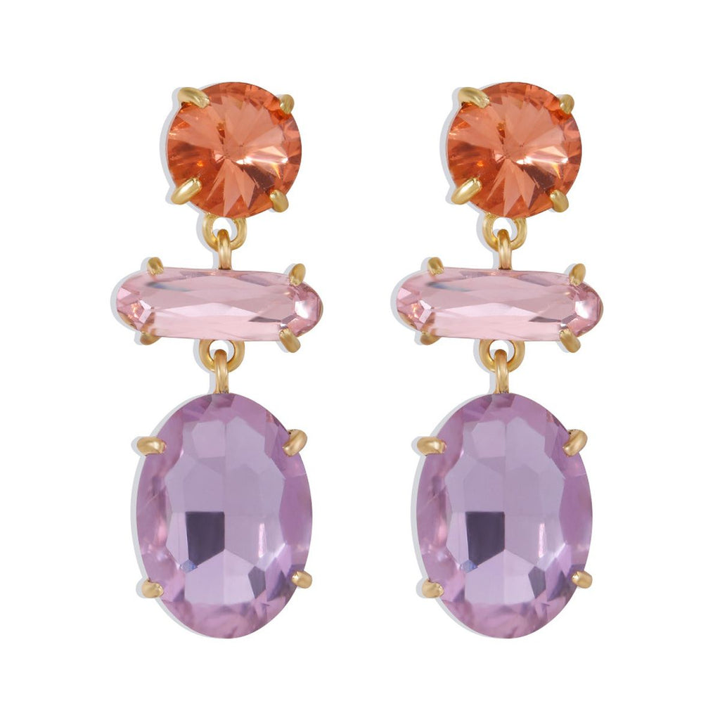 Oval Crystal Green Blue 18K Gold Big Drop Dangler Earring Women Bulk
