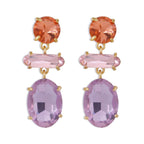 Oval Crystal Green Blue 18K Gold Big Drop Dangler Earring Women Bulk