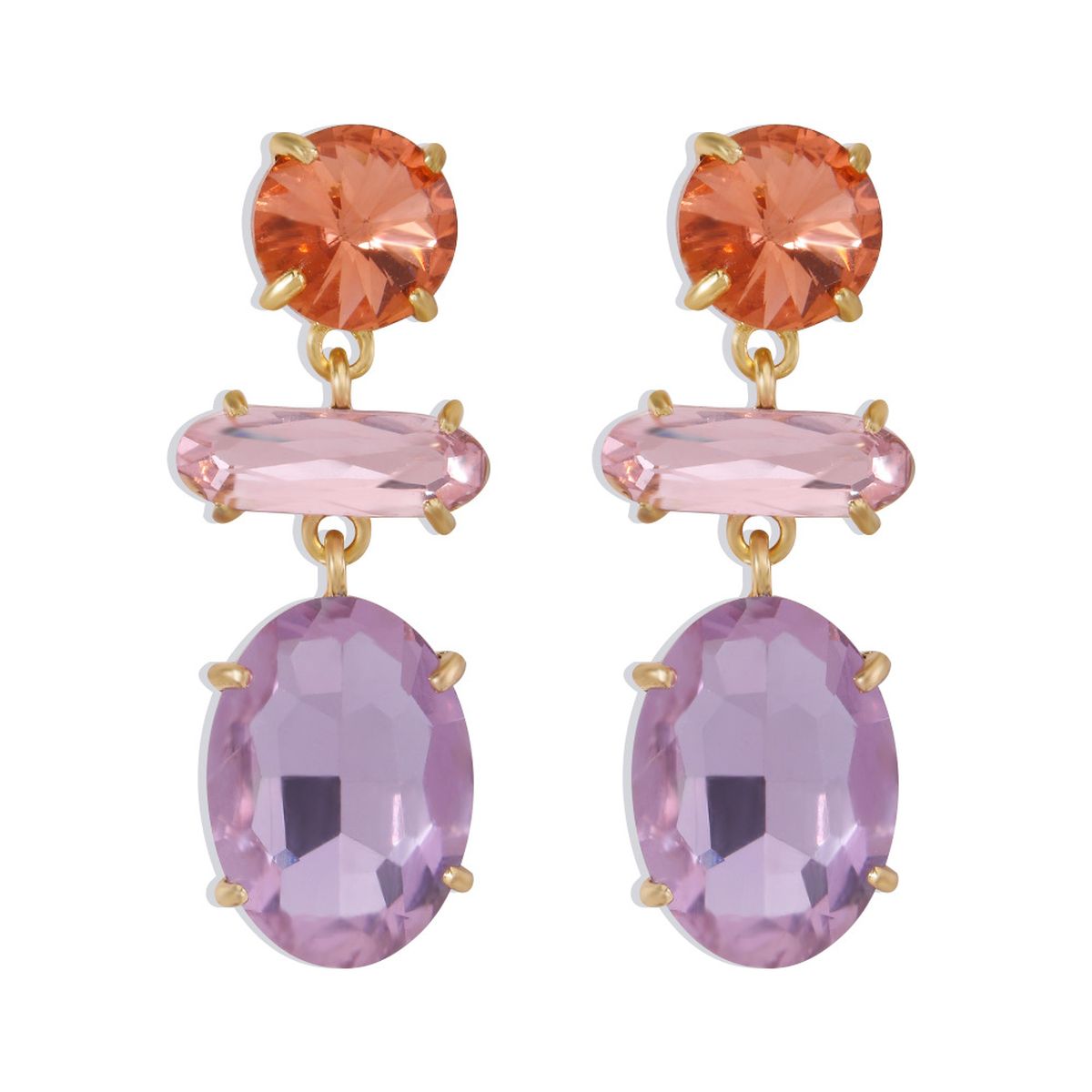 Oval Crystal Green Blue 18K Gold Big Drop Dangler Earring Women Bulk