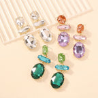 Oval Crystal Green Blue 18K Gold Big Drop Dangler Earring Women Bulk