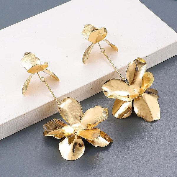 Flower 18K Gold Tassel Dangler Earring For Women Bulk Main image