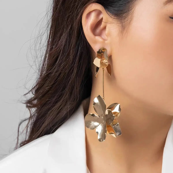 Flower 18K Gold Tassel Dangler Earring For Women Bulk Secondary image