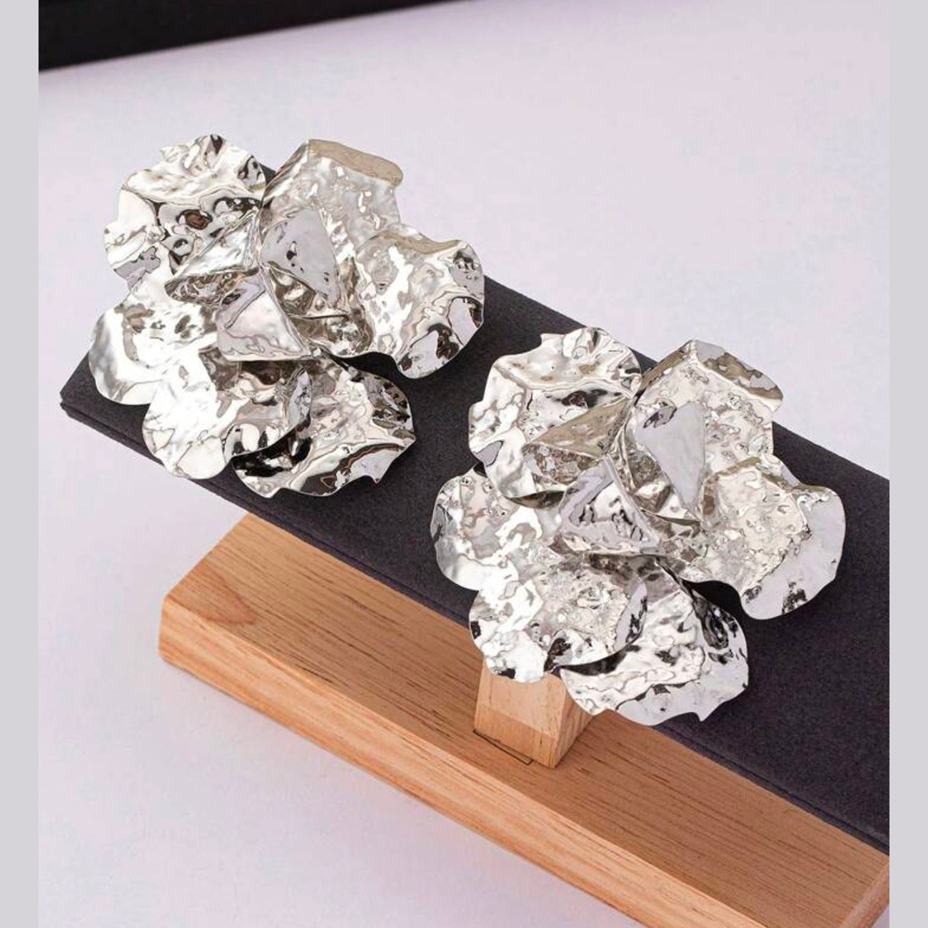 Beaten Finish Flower Silver Stud Earring For Women Bulk