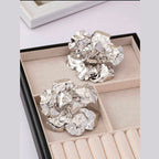 Beaten Finish Flower Silver Stud Earring For Women Bulk
