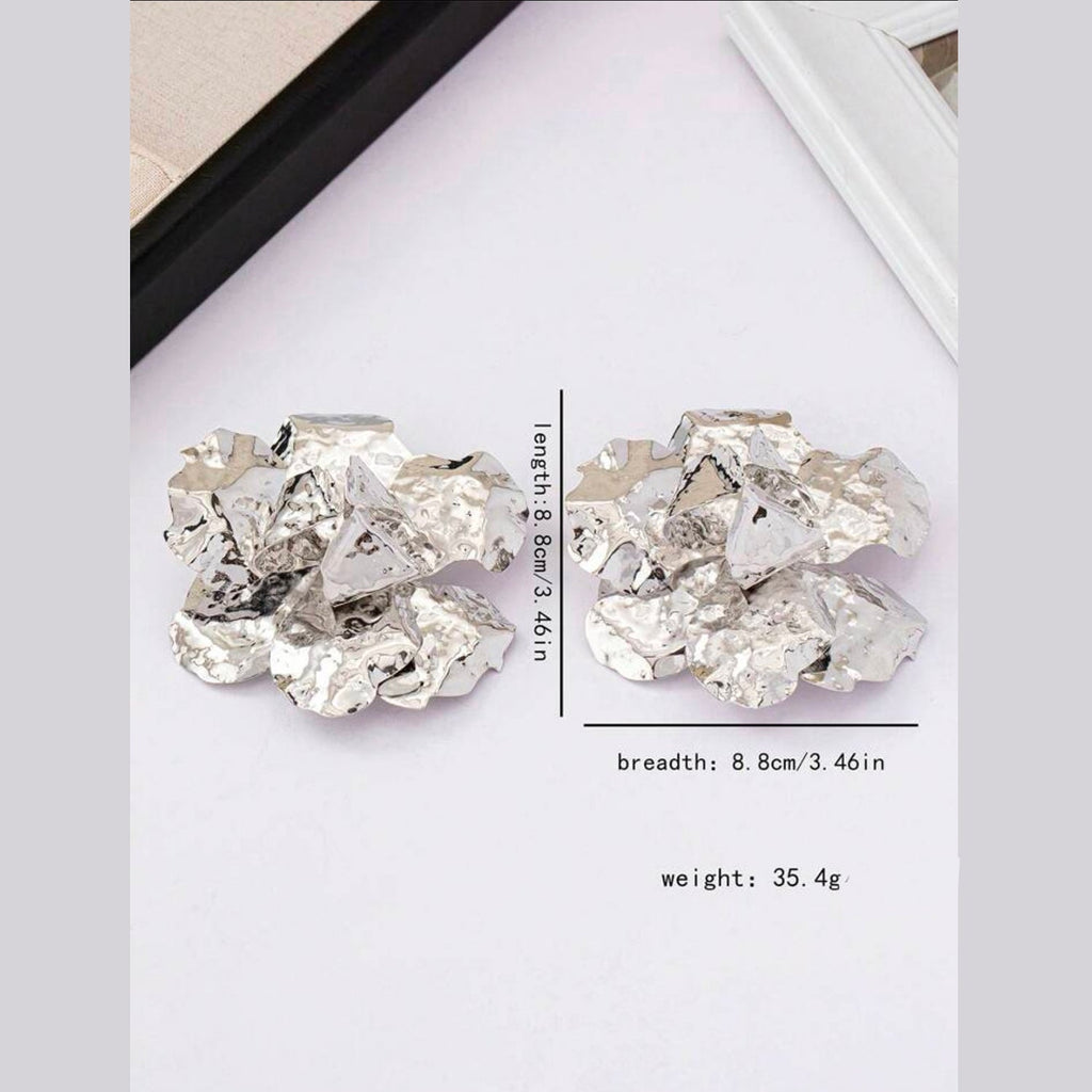 Beaten Finish Flower Silver Stud Earring For Women Bulk