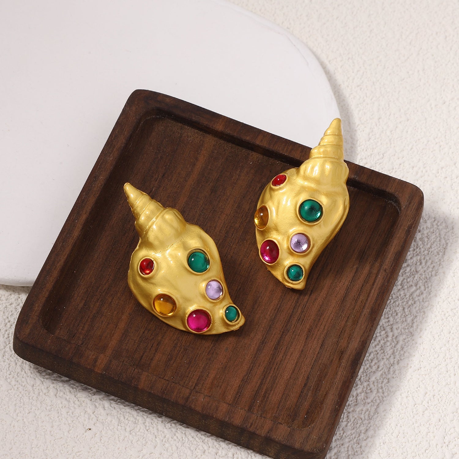 Conch Shell Crystal 18K Gold Multi Stud Earring For Women Bulk Main image
