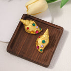 Conch Shell Crystal 18K Gold Multi Stud Earring For Women Bulk
