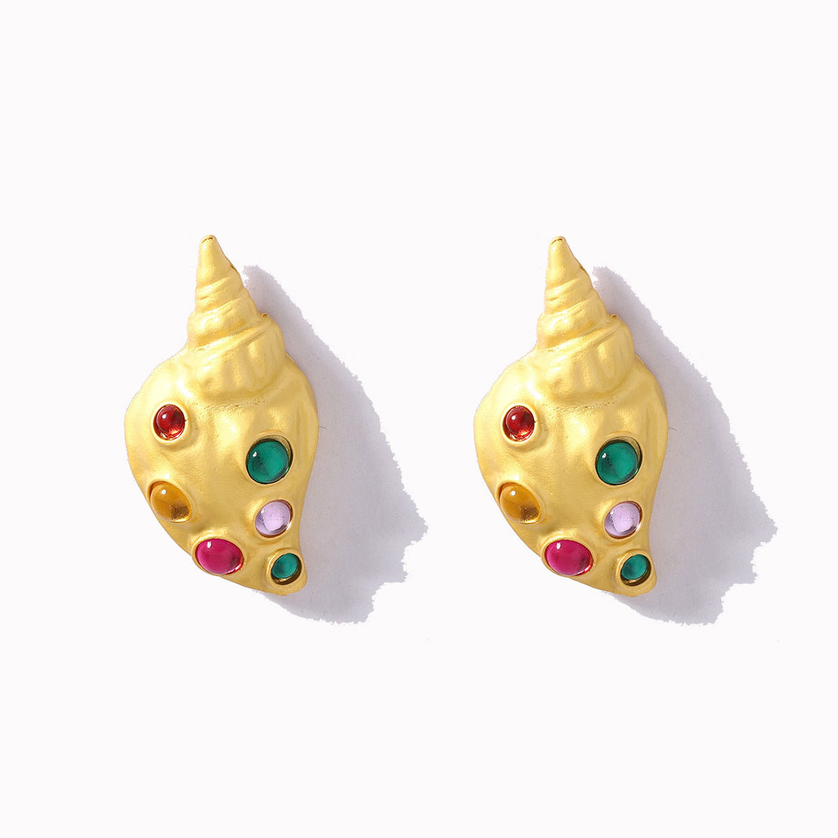 Conch Shell Crystal 18K Gold Multi Stud Earring For Women Bulk