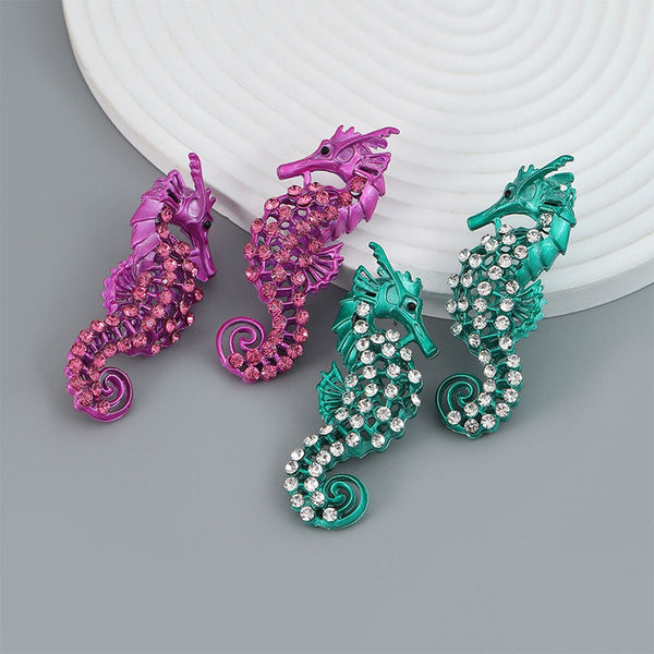 Seahorse Cubic Zirconia Silver Blue Dangler Earring For Women Bulk Secondary image