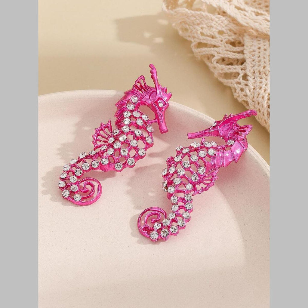 Seahorse Cubic Zirconia Silver Blue Dangler Earring For Women Bulk