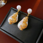 Freshwater Baroque Cubic Zirconia Pearl 18K Gold White Anti Tarnish Drop Dangler Earring For Women