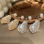Freshwater Baroque Cubic Zirconia Pearl 18K Gold White Anti Tarnish Drop Dangler Earring For Women