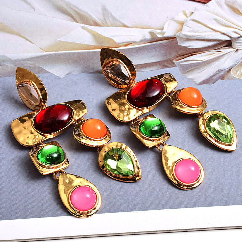 Multi Color Gold Plated Cubic Zirconia Dangler Earrings Bulk