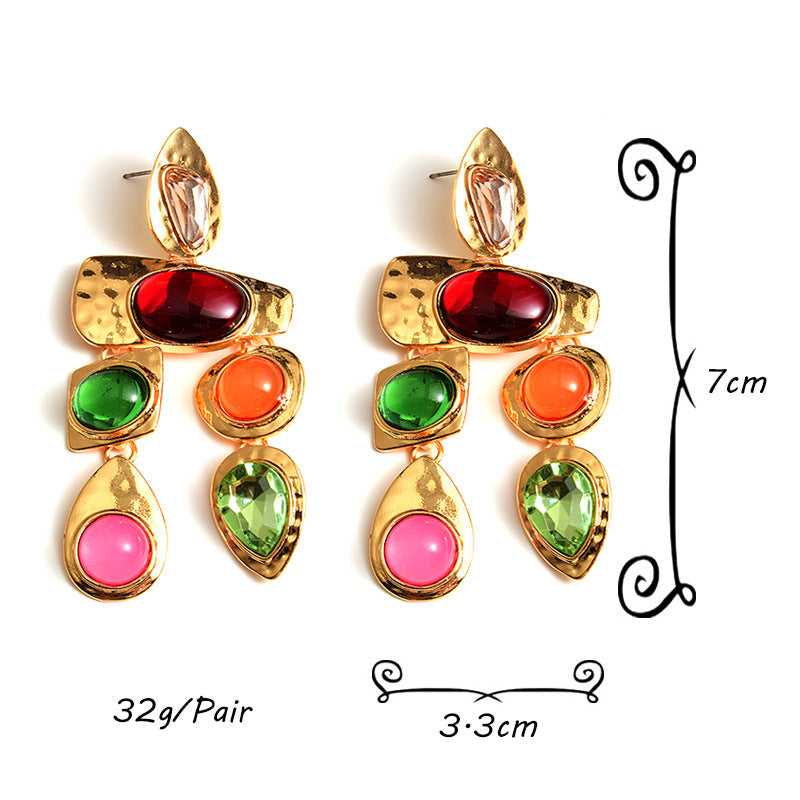 Multi Color Gold Plated Cubic Zirconia Dangler Earrings Bulk