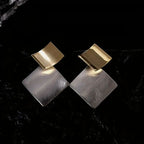 Square Silver Gold Anti Tarnish Drop Dangler Earring For Women Bulk