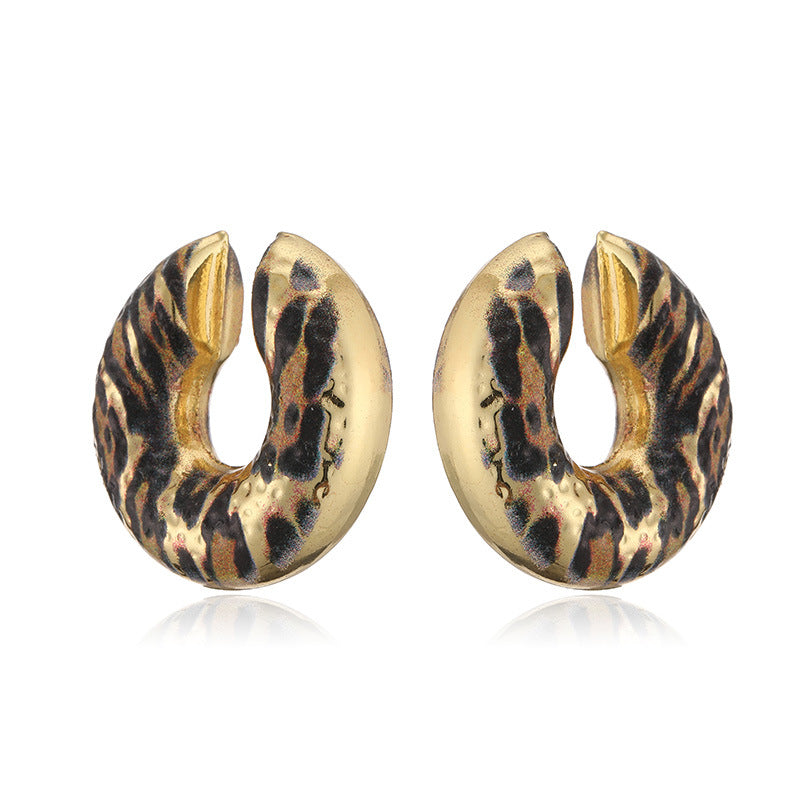 Leopard Gold Plated Enamel Alloy Ear Cuff Earrings For Women Bulk